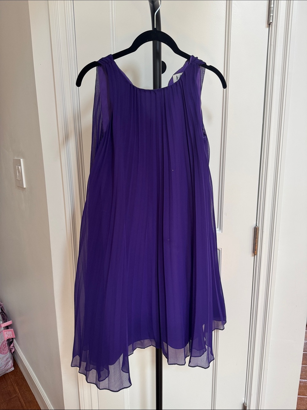 Halston Heritage Purple Pleated Chiffon Formal Dress